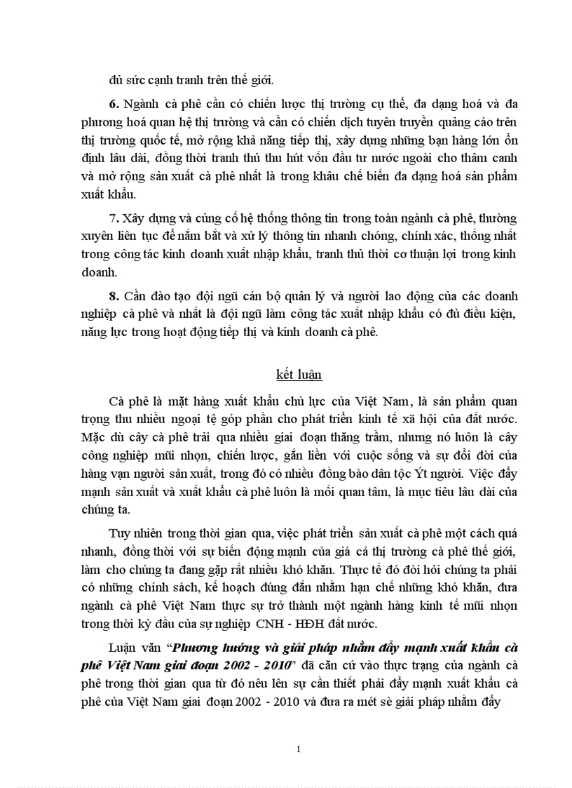 image for page Phương hướng và giải pháp nhằm đẩy mạnh xuất khẩu cà phê Việt Nam giai đoạn 2002 2010 1
