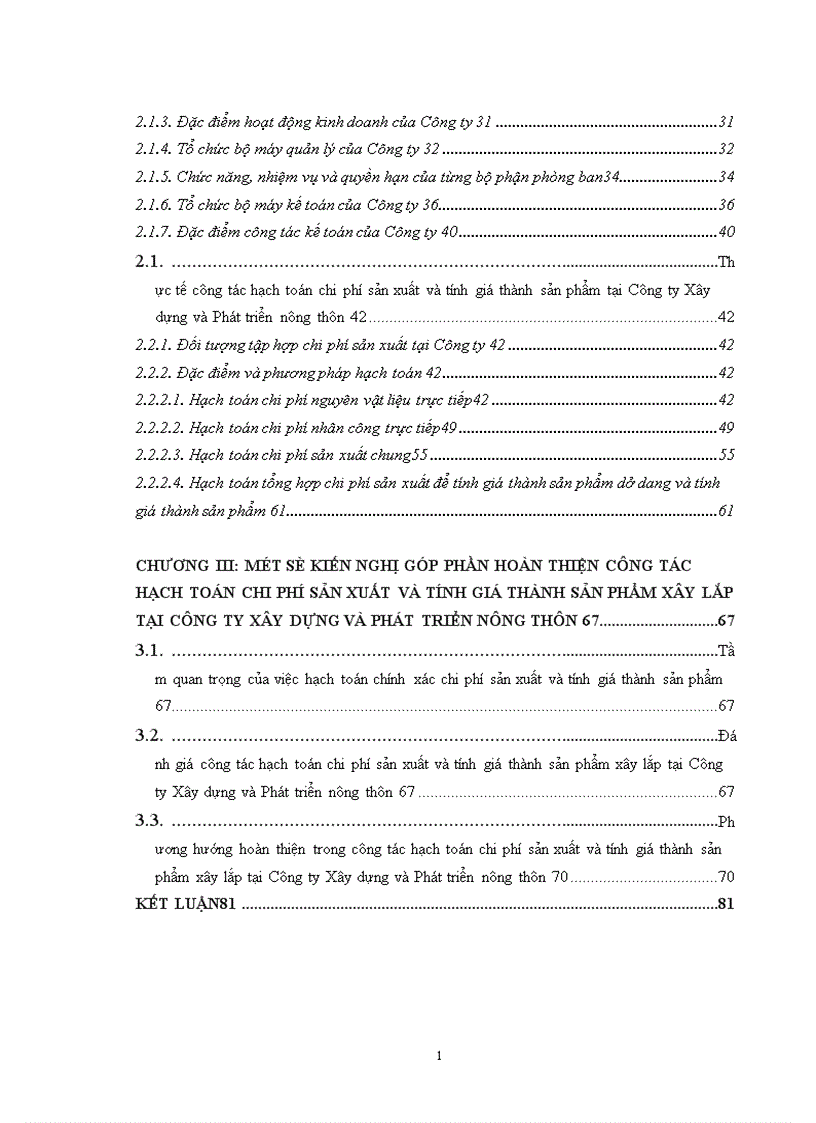 image for page Hoàn thiện công tác hạch toán chi phí sản xuất và tính giá thành sản phẩm xây lắp tại Công ty Xây dựng và Phát triển nông thôn 1