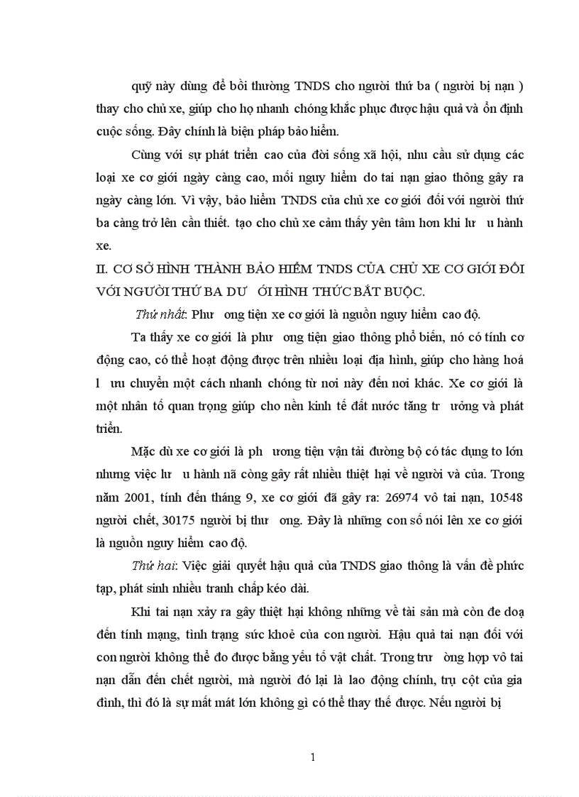 Bàn về nghiệp vụ bảo hiểm TNDS của chủ xe cơ giới đối với người thứ ba tại Công ty Bảo Hiểm Thành Phố Hồ Chí Minh trong giai đoạn 1999 2001 1