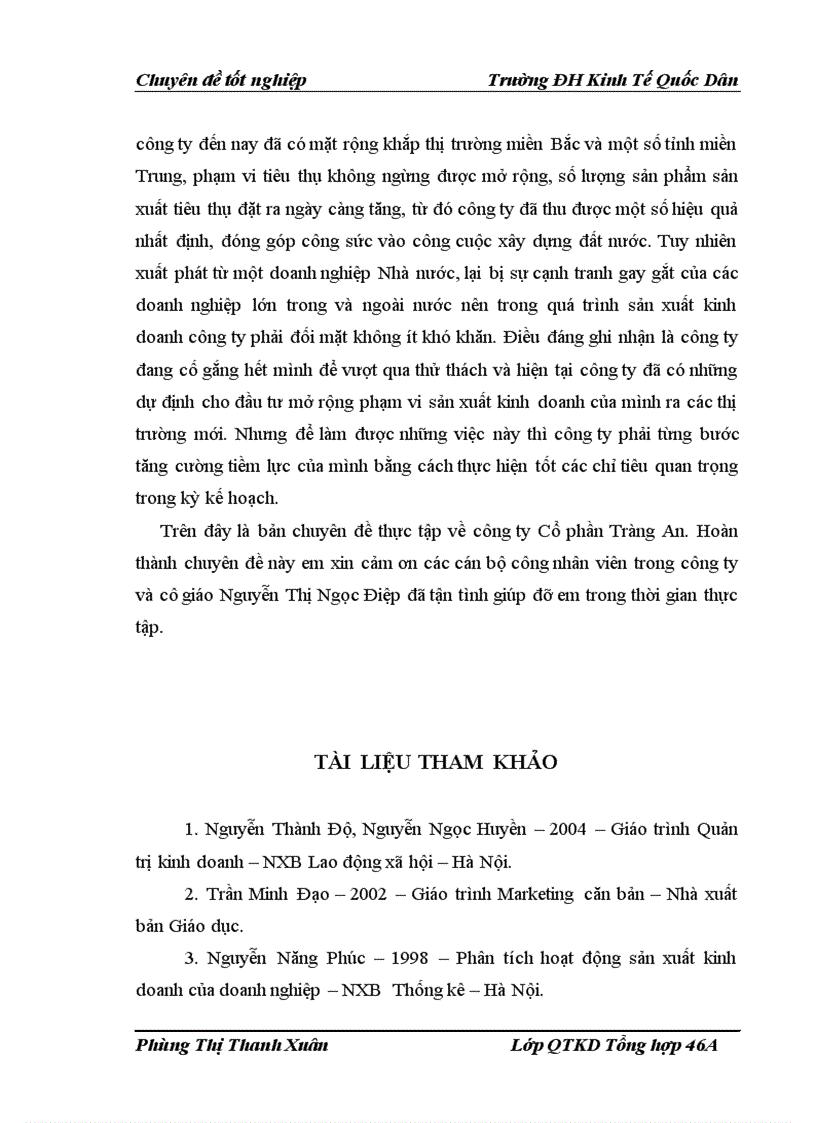 image for page Xây dựng tổ chức thực hiện kế hoạch và chương trình sản xuất của Công ty Cổ phần Tràng An 1