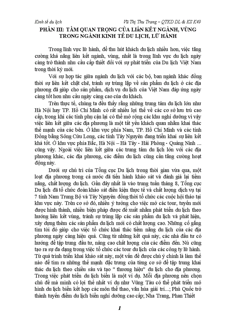image for page tầm quan trọng của liên kết ngành vùng trong ngành kinh tế du lịch lữ hành