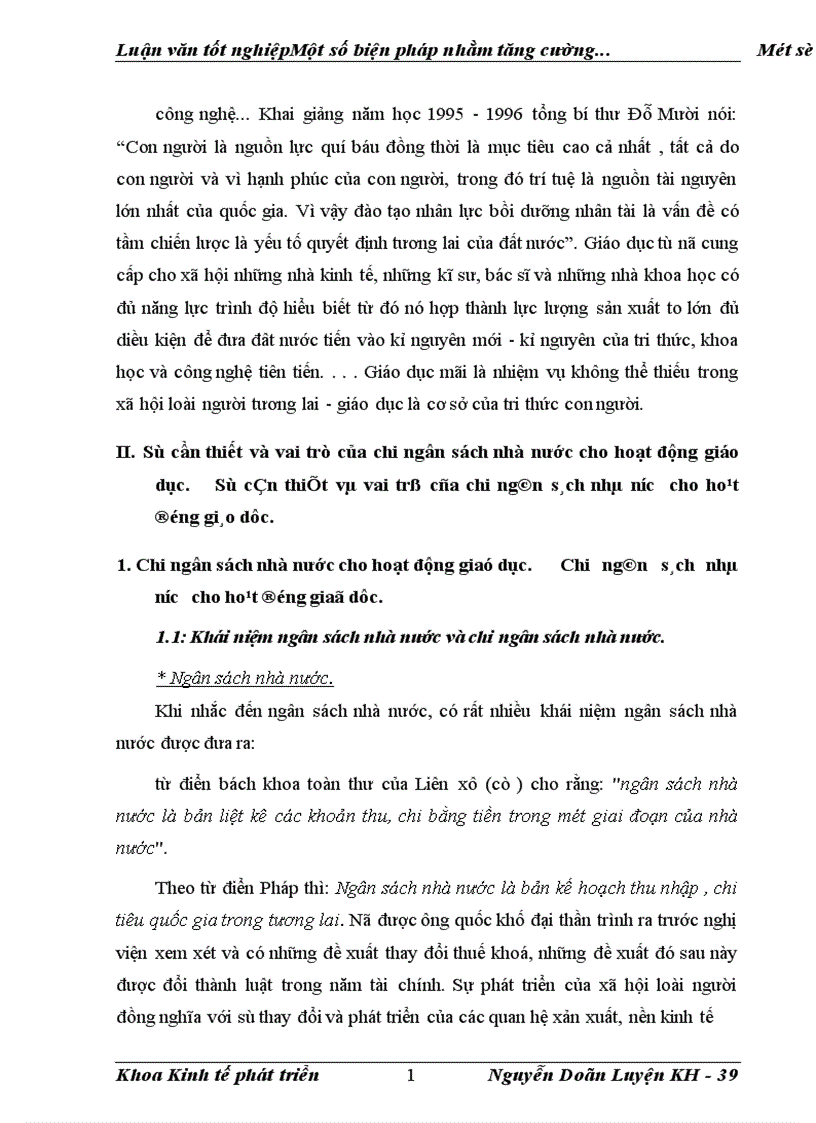 image for page Một số biện pháp nhằm tăng cường quản lí chi ngân sách nhà nước cho sự nghiệp giáo dục trên địa bàn thủ đô Hà nội đến năm 2005 1