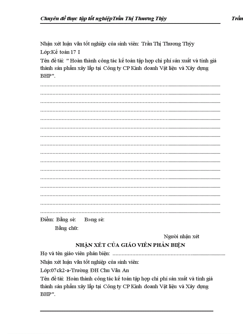 image for page Hoàn Thành cụng tác kế toán tập hợp chi phí và tính giá thành sản phẩm xây lắp tại Cônng ty Cổ phần Kinh doanh Vật liệu và Xây dựng BHP