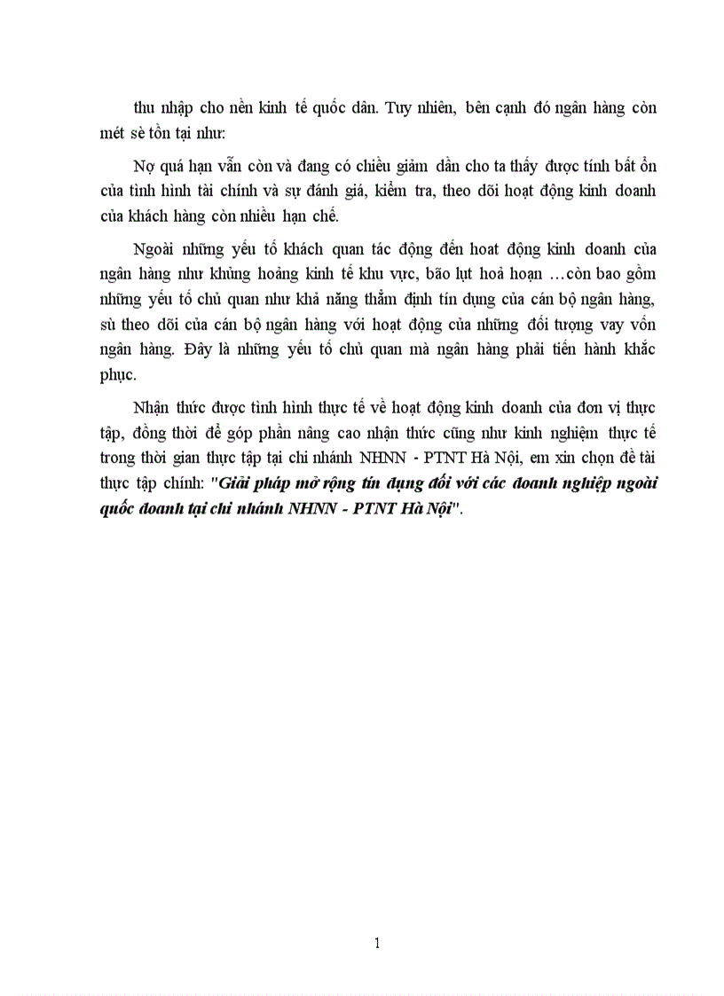 image for page Giải pháp mở rộng tín dụng đối với các doanh nghiệp ngoài quốc doanh tại chi nhánh NHNN PTNT Hà Nội