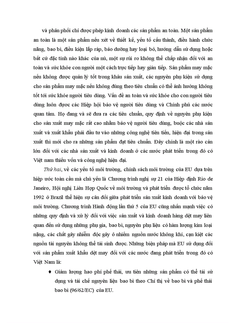 image for page Các rào cản môi trường đối với hàng dệt may xuất khẩu Việt Nam