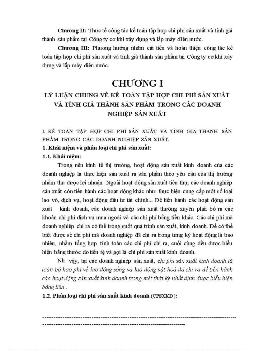 image for page Kế toán tập hợp chi phí sản xuất và tính giá thành sản phẩm tại Công ty cơ khí xây dựng và lắp máy điện nước 1
