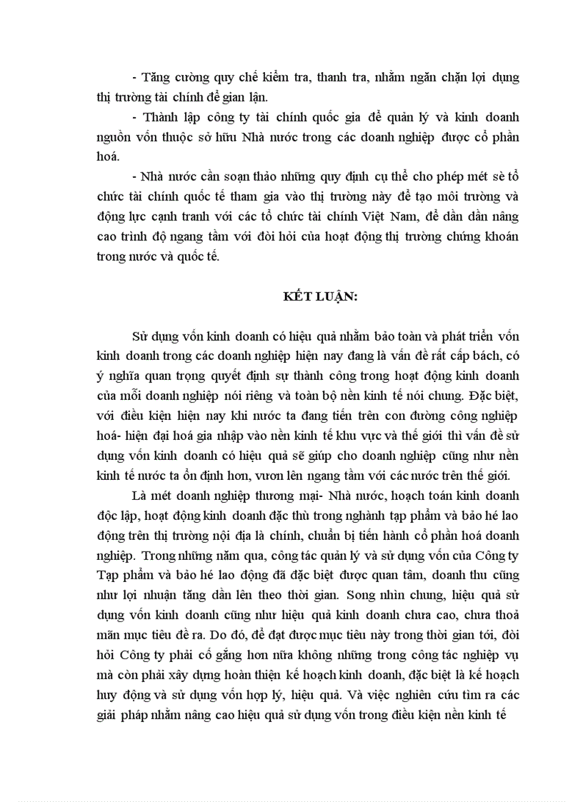 image for page Một số biện pháp nâng cao hiệu quả sử dụng vốn kinh doanh tại Công ty Tạp phẩm và bảo hộ lao động 1