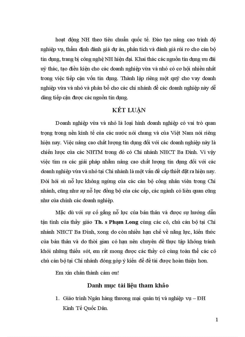 image for page Giải pháp nâng cao chất lượng tín dụng đối với các doanh nghiệp vừa và nhỏ tại Chi nhánh NHCT Ba Đình 1