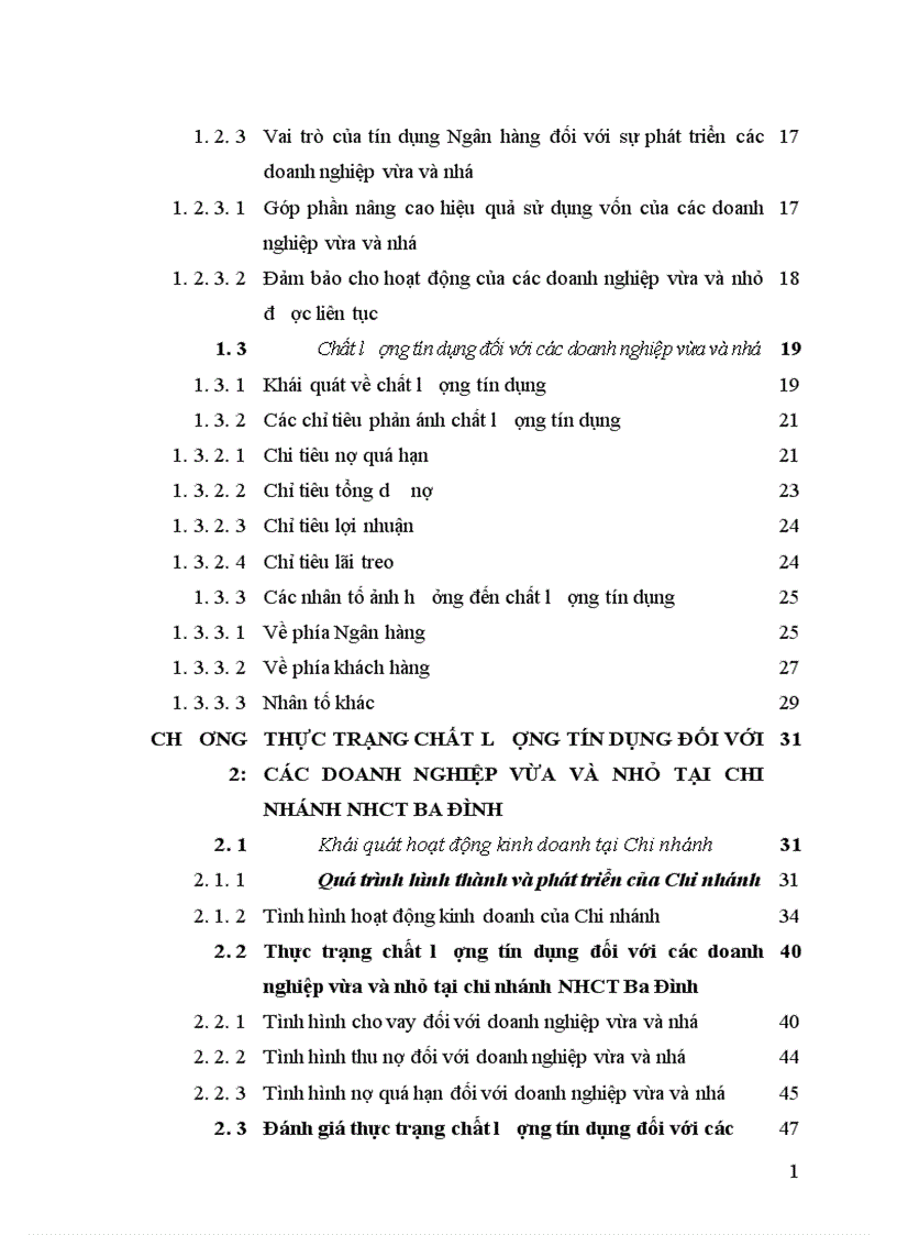 image for page Giải pháp nâng cao chất lượng tín dụng đối với các doanh nghiệp vừa và nhỏ tại Chi nhánh NHCT Ba Đình 1