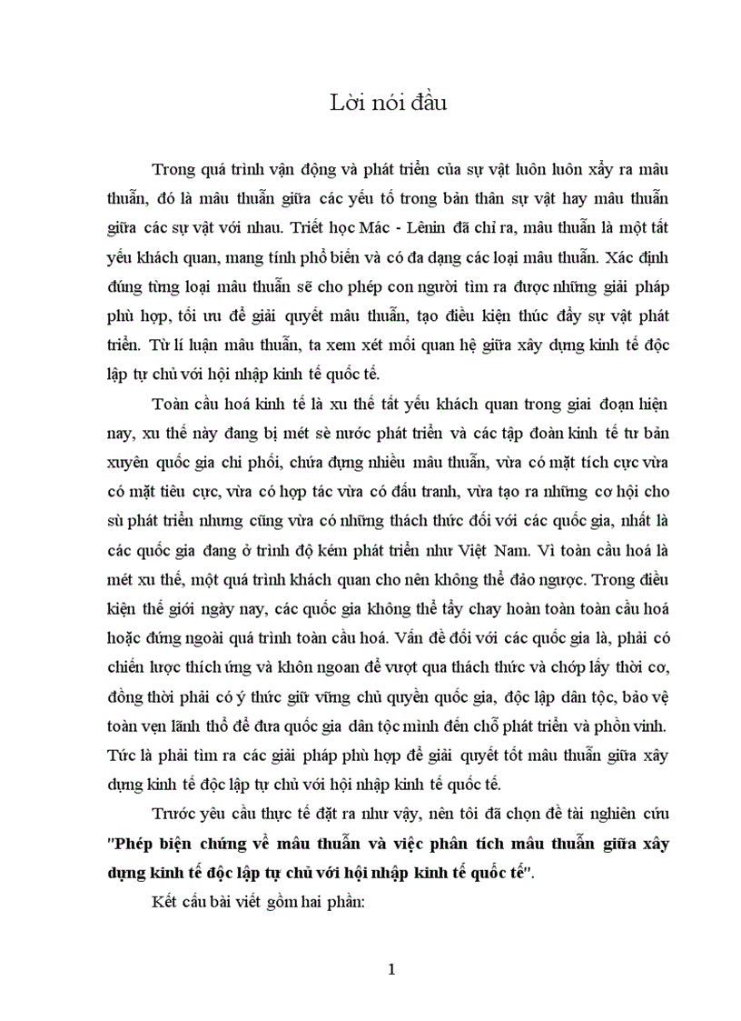 image for page Phép biện chứng về mâu thuẫn và việc phân tích mâu thuẫn giữa xây dựng kinh tế độc lập tự chủ với hội nhập kinh tế quốc tế 1
