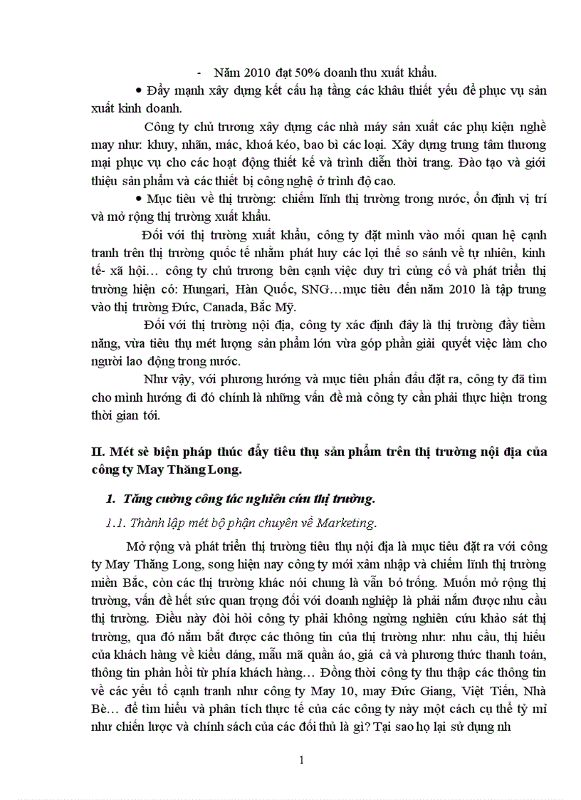 image for page Biện pháp nhằm đẩy mạnh tiêu thụ sản phẩm trên thị trường nội địa của công ty May Thăng Long 1