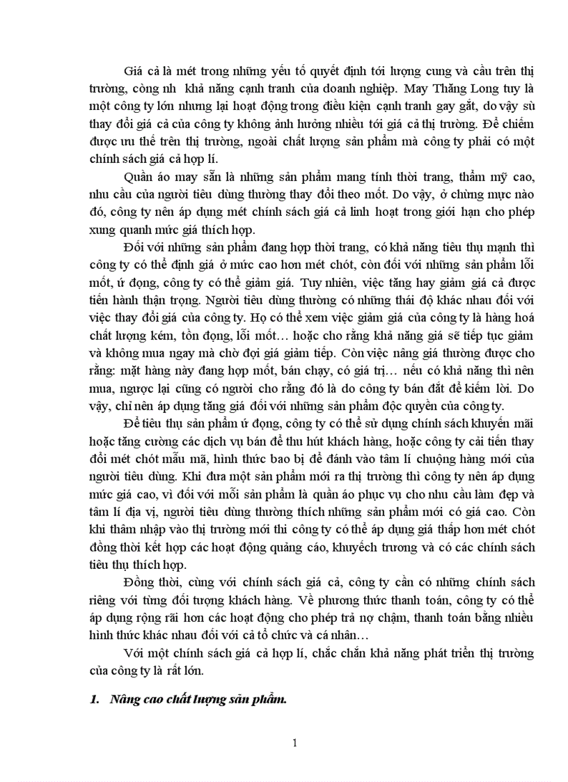 image for page Biện pháp nhằm đẩy mạnh tiêu thụ sản phẩm trên thị trường nội địa của công ty May Thăng Long 1