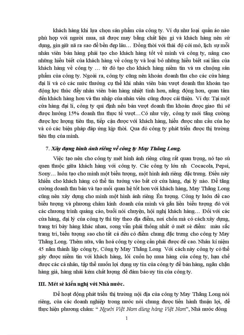 image for page Biện pháp nhằm đẩy mạnh tiêu thụ sản phẩm trên thị trường nội địa của công ty May Thăng Long 1
