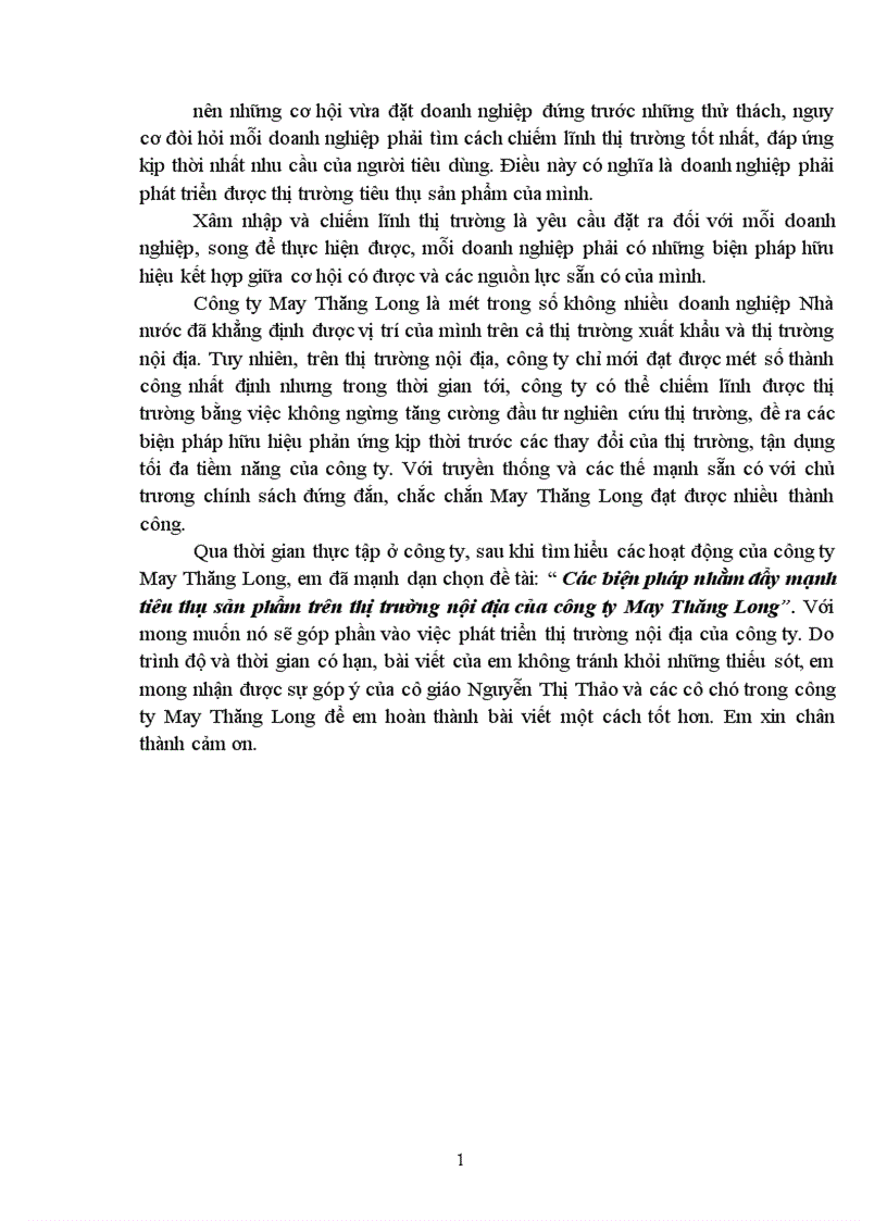 image for page Biện pháp nhằm đẩy mạnh tiêu thụ sản phẩm trên thị trường nội địa của công ty May Thăng Long 1