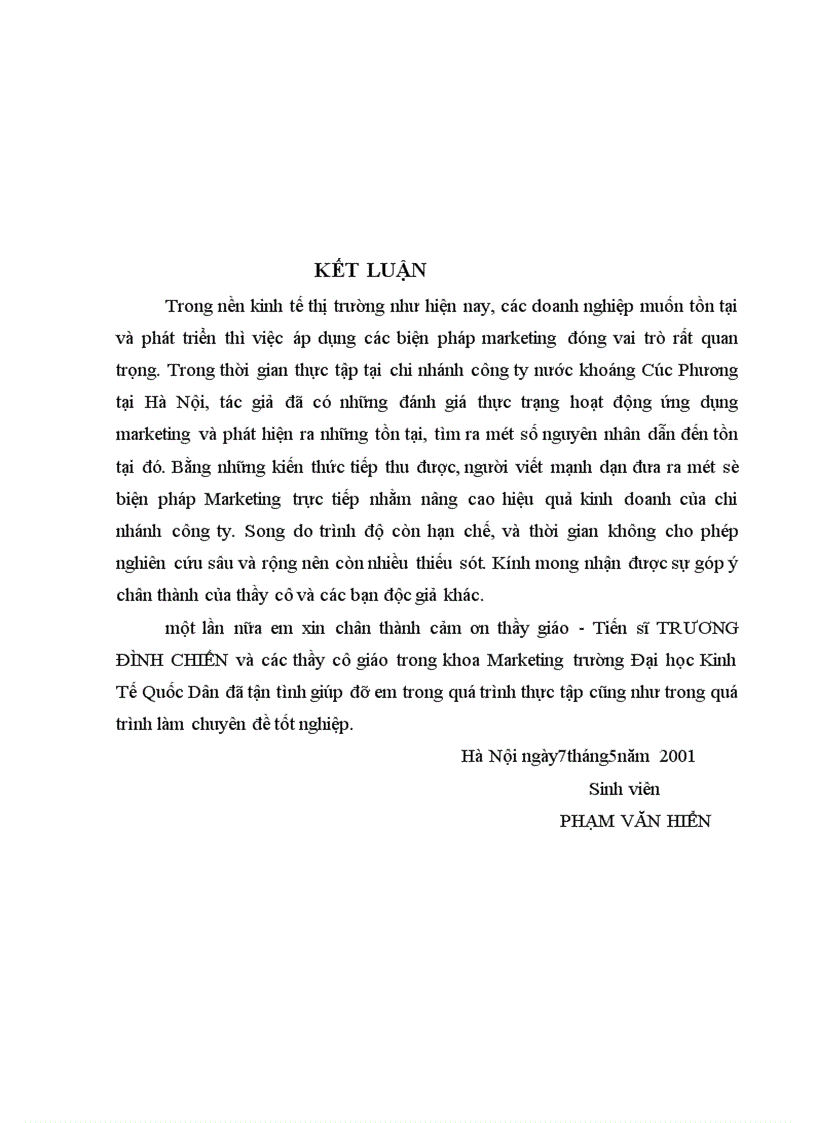 image for page Sử dụng một số công cụ Marketing trực tiếp để nâng cao hiệu quả kinh doanh của chi nhánh công ty nước khoáng Cúc Phương tại Hà Nội 1