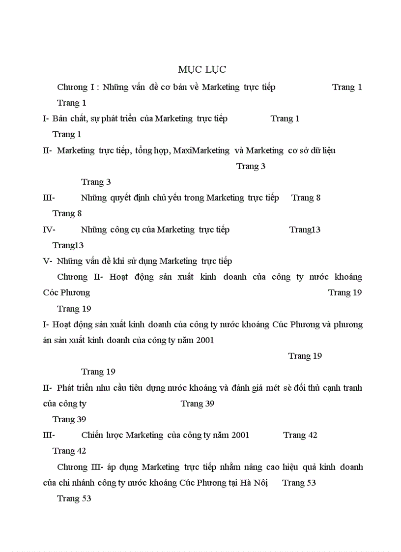 image for page Sử dụng một số công cụ Marketing trực tiếp để nâng cao hiệu quả kinh doanh của chi nhánh công ty nước khoáng Cúc Phương tại Hà Nội 1