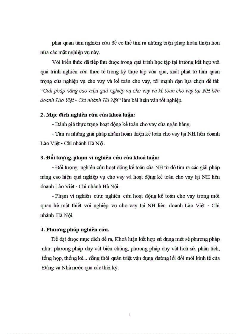 image for page Giải pháp nâng cao hiệu quả nghiệp vụ cho vay và kế toán cho vay tại NH liên doanh Lào Việt Chi nhánh Hà Nội 1