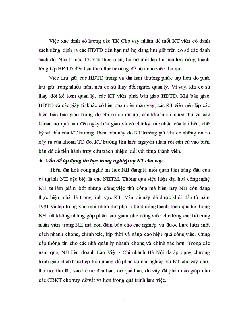 image for page Giải pháp nâng cao hiệu quả nghiệp vụ cho vay và kế toán cho vay tại NH liên doanh Lào Việt Chi nhánh Hà Nội 1