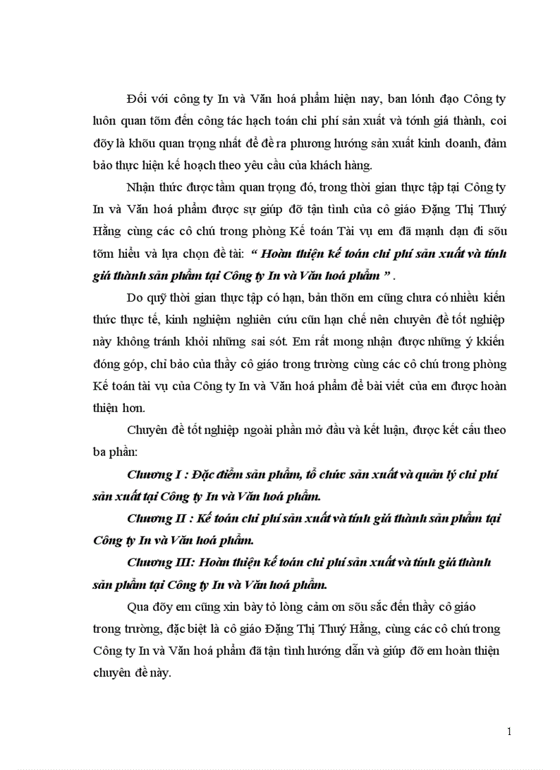 image for page Hoàn thiện kế toán chi phí sản xuất và tính giá thành sản phẩm tại Công ty In và Văn hoá phẩm 1