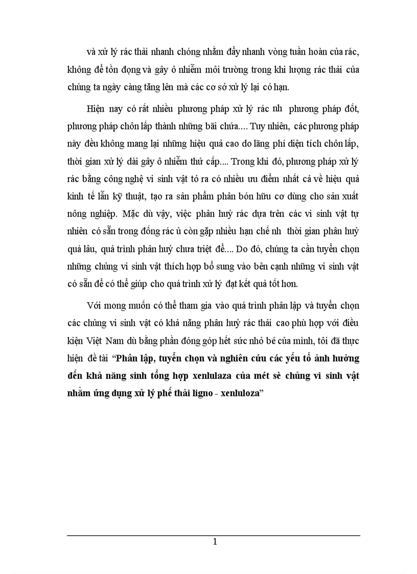 image for page Phân lập tuyển chọn và nghiên cứu các yếu tố ảnh hưởng đến khả năng sinh tổng hợp xenlulaza của một số chủng vi sinh vật nhằm ứng dụng xử lý phế thải ligno xenluloza 1