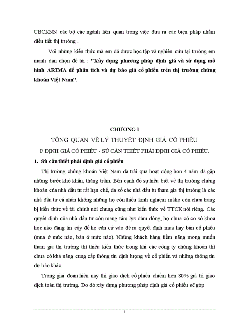 image for page Xây dựng phương pháp định giá và sử dụng mô hình ARIMA để phân tích và dự báo giá cổ phiếu trên thị trường chứng khoán Việt Nam 1