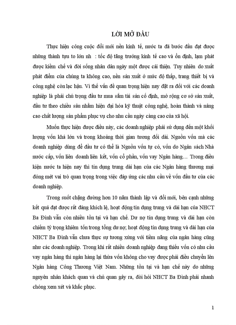 image for page Giải pháp mở rộng và nâng cao chất lượng tín dụng trung và dài hạn tại Ngân hàng Công Thương Ba Đình 1