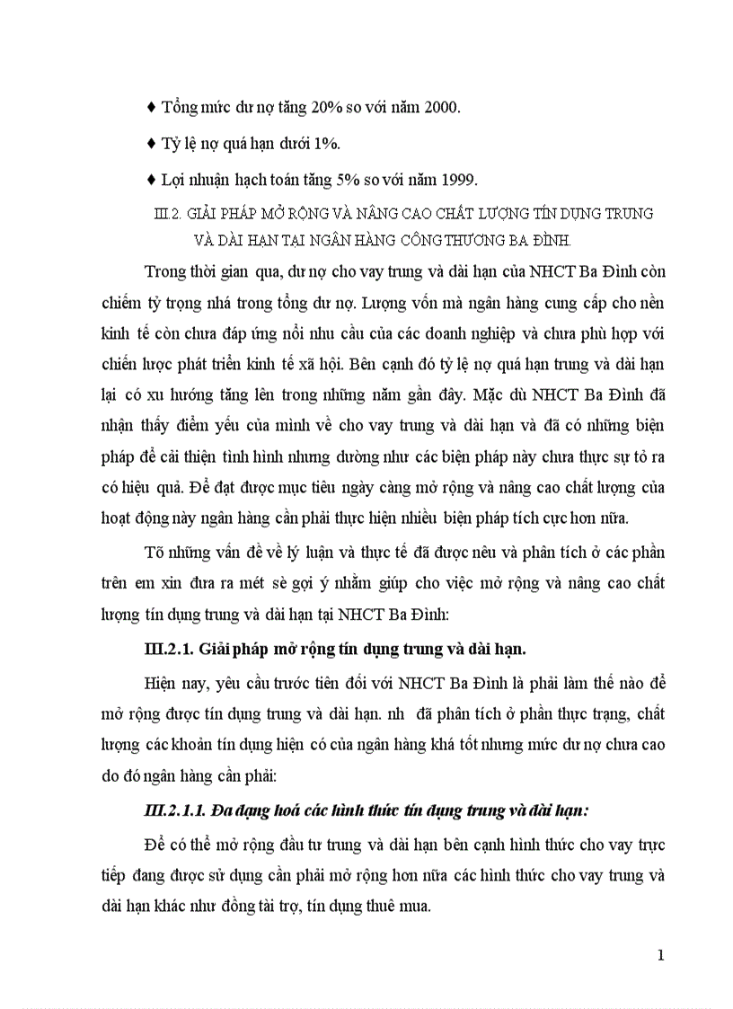 image for page Giải pháp mở rộng và nâng cao chất lượng tín dụng trung và dài hạn tại Ngân hàng Công Thương Ba Đình 1