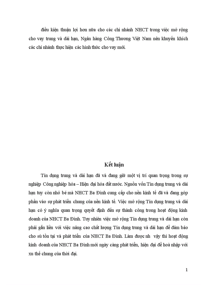 image for page Giải pháp mở rộng và nâng cao chất lượng tín dụng trung và dài hạn tại Ngân hàng Công Thương Ba Đình 1