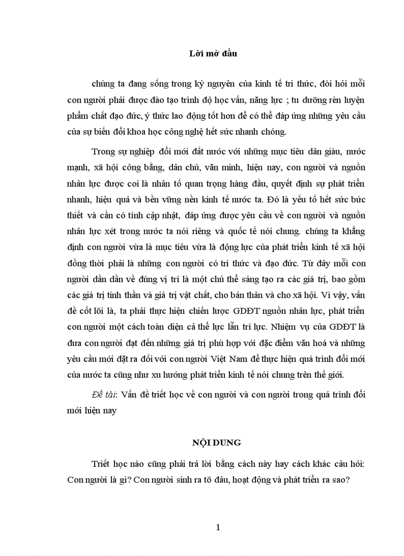 Vấn đề triết học về con người và con người trong quá trình đổi mới hiện nay 1