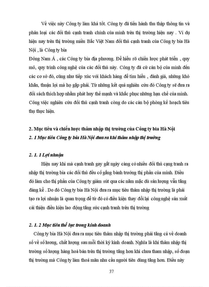 image for page Hoạch định chiến lược thâm nhập thị trường mặt hàng bia trên địa bàn Hà Nội của Công ty bia Hà Nội