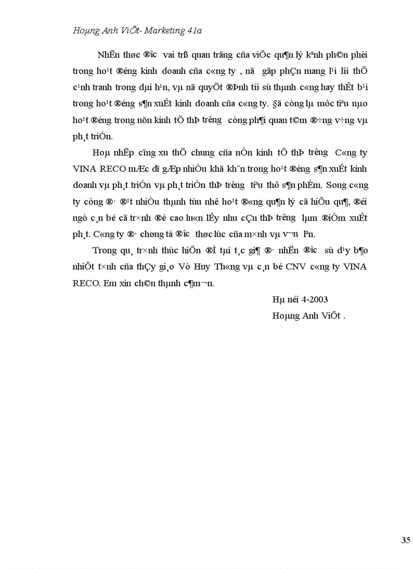 image for page Một số vấn đề quản lý kênh phân phối ở công ty cổ phần chữ thập đỏ Vina Reco 1