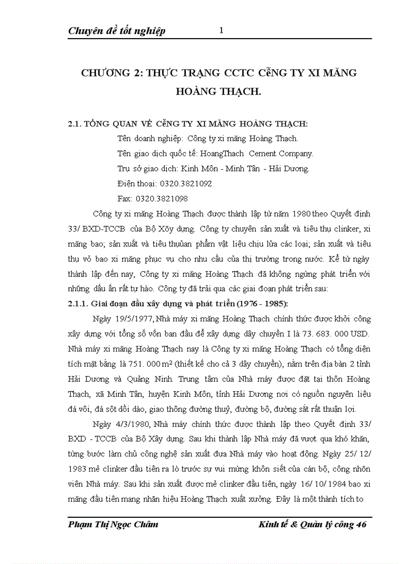 image for page Hoàn thiện cơ cấu tổ chức Công ty xi măng Hoàng Thạch
