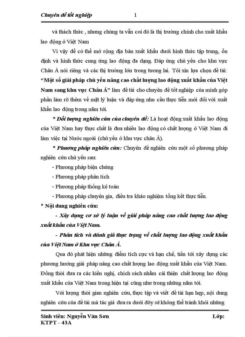 Một số giải pháp chủ yếu nâng cao chất lượng lao động xuất khẩu của Việt Nam sang khu vực Châu Á 1