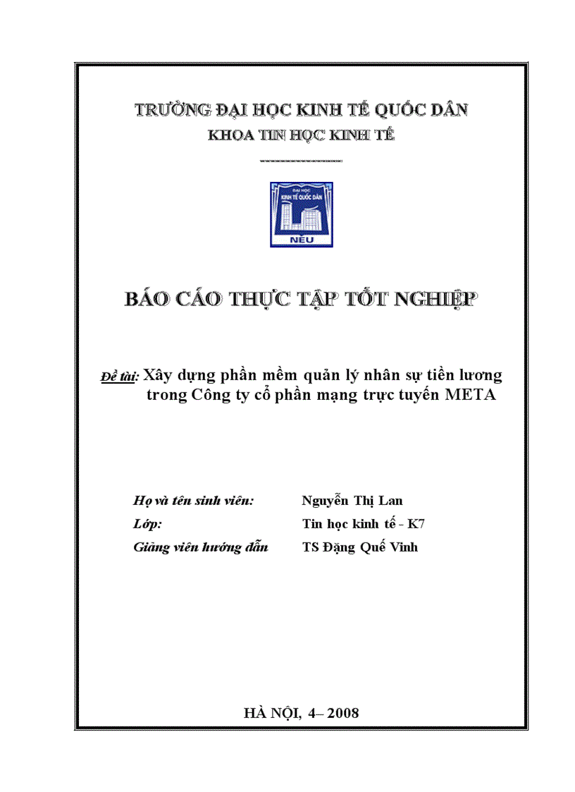 image for page Xây dựng phần mềm quản lý nhân sự trong Công ty cổ phần mạng trực tuyến MeTa