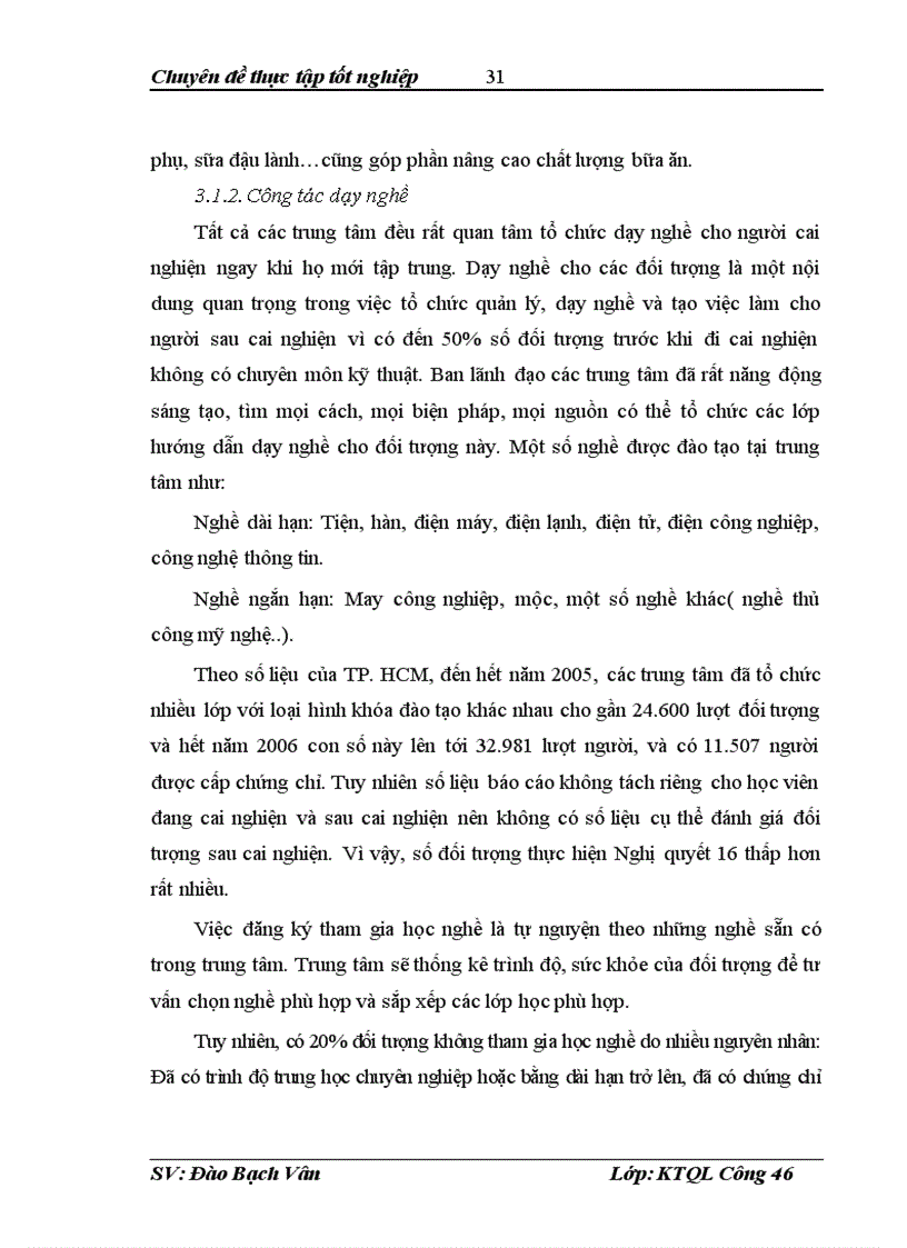 image for page Thực trạng về công tác tổ chức quản lý dạy nghề và tạo việc làm cho người sau cai nghiện tại Thành phố Hồ Chí Minh