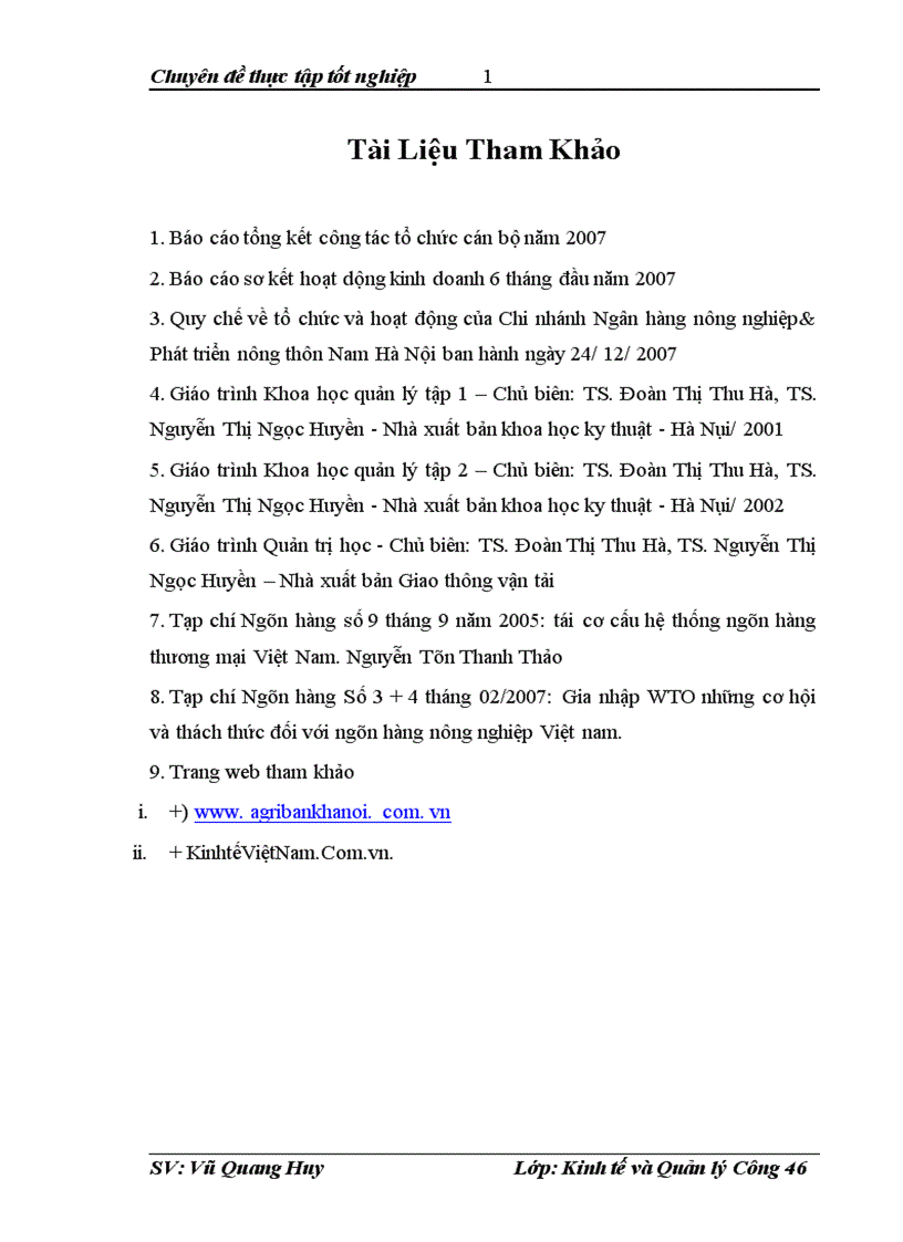image for page Một số vấn đề hoàn thiện cơ cấu tổ chức quản lý của Ngân hàng nông nghiệp và phát triển nông thôn Chi nhánh Nam Hà Nội 1