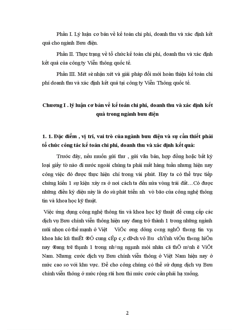 Tổ chức công tác kế toán chi phí doanh thu và xác định kết quả ở công ty Viễn Thông Quốc Tế 1