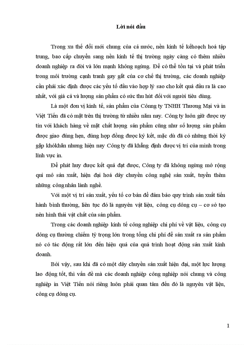 image for page Kế toán nguyên vật liệu công cụ dụng cụ ở Công ty TNHHTM và in Việt Tiến 1