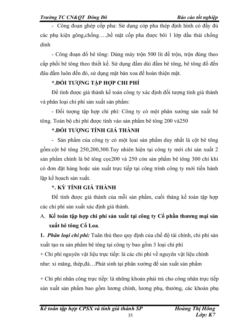 image for page Tập hợp chi phí sản xuất và tính giá thành sản phẩm ở công ty thương mại và sản xuất bê tông Cổ Loa 1