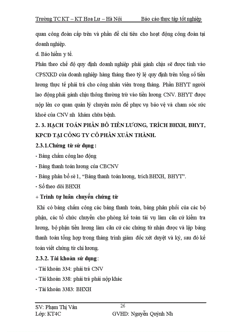 image for page Kế toán tiền lương và các khoản trích theo tiền lương tại Công ty cổ phần Xuân Thành 1