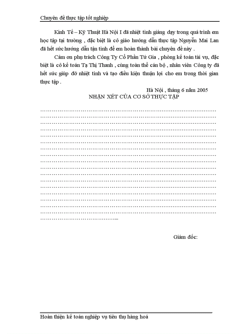 image for page Kế Toán Thành Phẩm Tiêu Thụ và Xác Định kết quả tiêu thụ tại Công ty cổ phần Tứ Gia 1