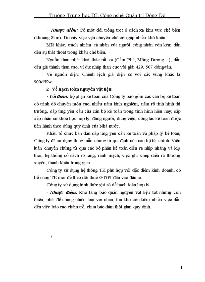 image for page Một số nhận xét ý kiến và kiến nghị nhằm hoàn thiện công tác hạch toán nguyên vật liệu tại Công ty Cổ phần chè đường hoa