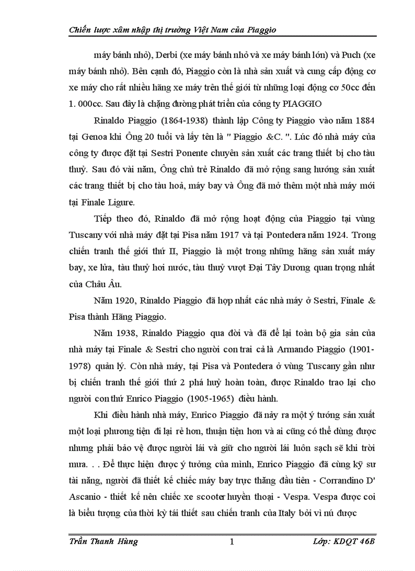 image for page Chiến lược xâm nhập thị trường Việt Nam của Piaggio