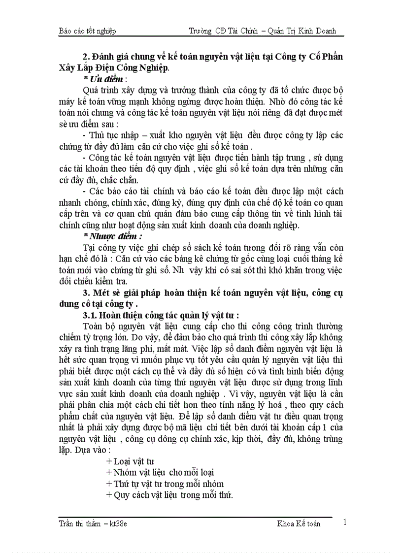 image for page Kế toán Nguyên vật liệu Công cụ dụng cụ Tại Công ty Cổ Phần Xây Lắp Điện Công Nghiệp 1