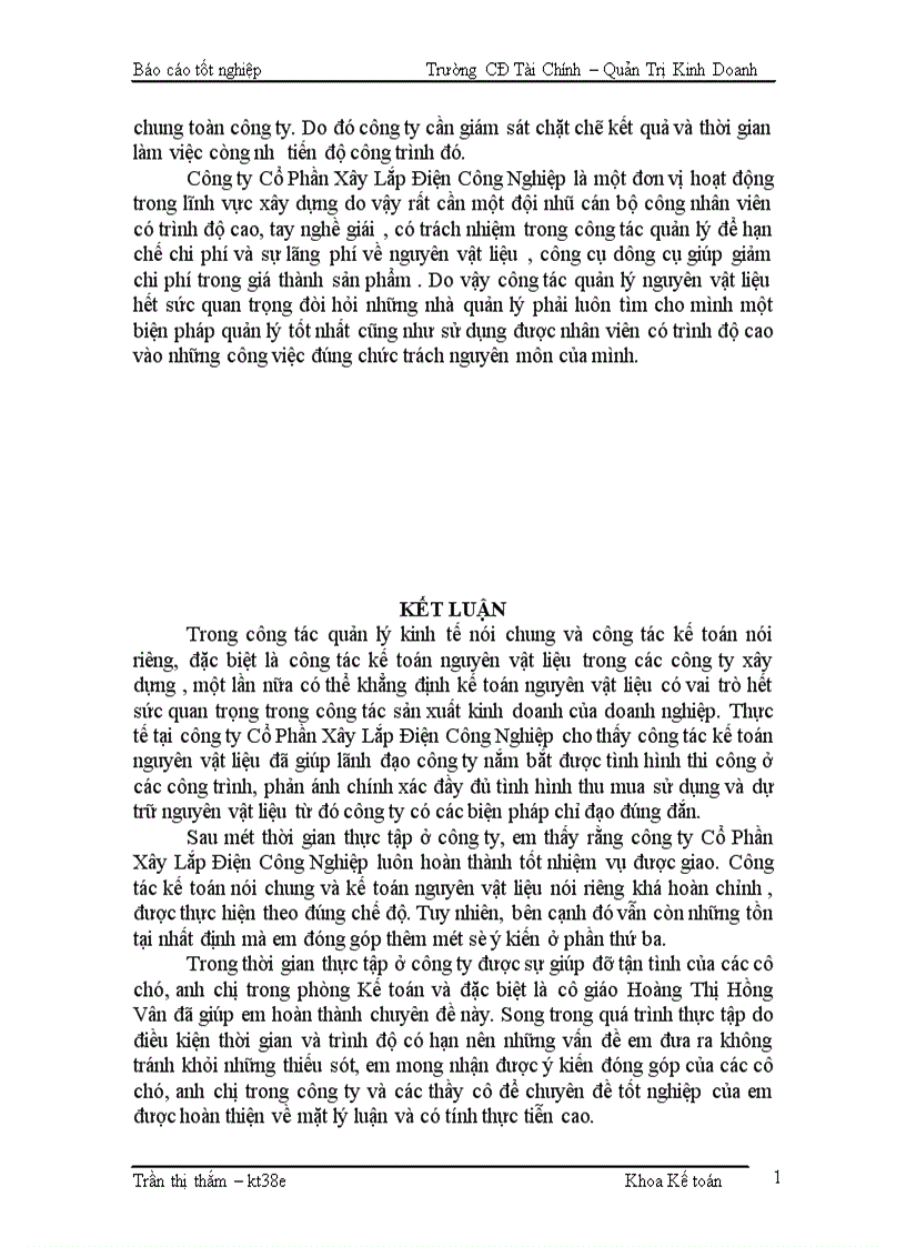 image for page Kế toán Nguyên vật liệu Công cụ dụng cụ Tại Công ty Cổ Phần Xây Lắp Điện Công Nghiệp 1