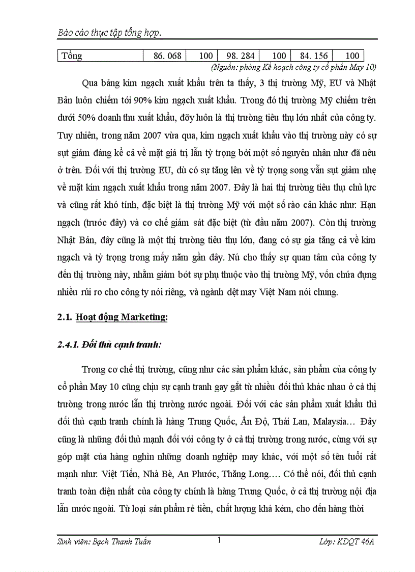 image for page Báo cáo thực tập tại công ty cổ phần May 10