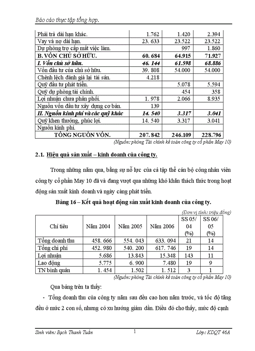 image for page Báo cáo thực tập tại công ty cổ phần May 10