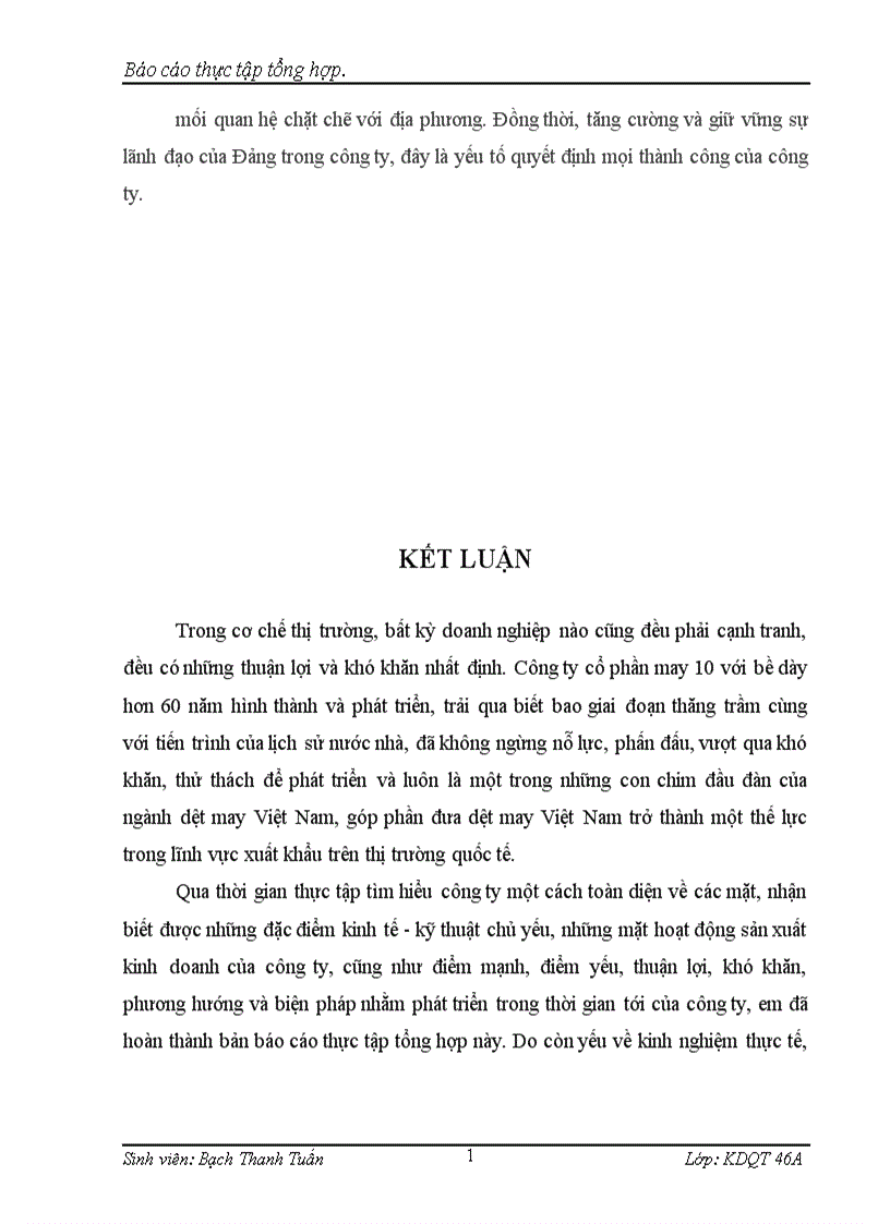 image for page Báo cáo thực tập tại công ty cổ phần May 10