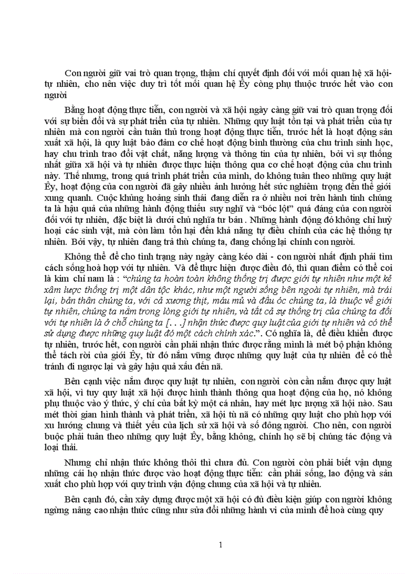image for page Mối quan hệ và sự tác động lẫn nhau giữa xã hội và tự nhiên phụ thuộc vào nhận thức và vận dụng quy luật tự nhiên và quy luật xã hội trong hoạt động thực tiễn