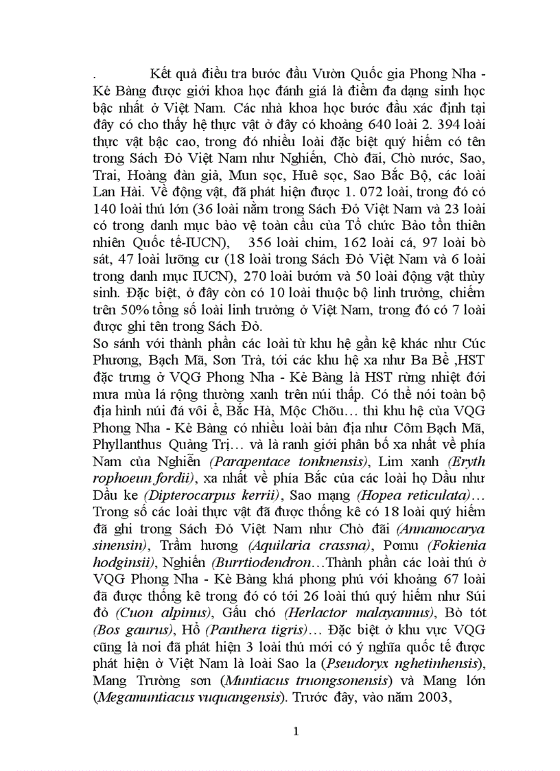 image for page Thực trạng các điều kiện để phát triển du lịch bền vững ở Vườn quốc gia Phong nha Kẻ bàng